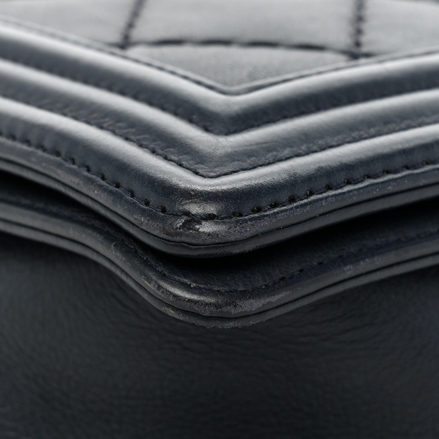 Chanel Calfskin Double Stitch Large Boy Flap Navy Blue 15 of 19