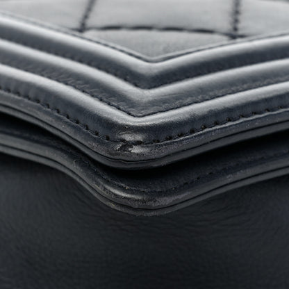 Chanel Calfskin Double Stitch Large Boy Flap Navy Blue 15 of 19