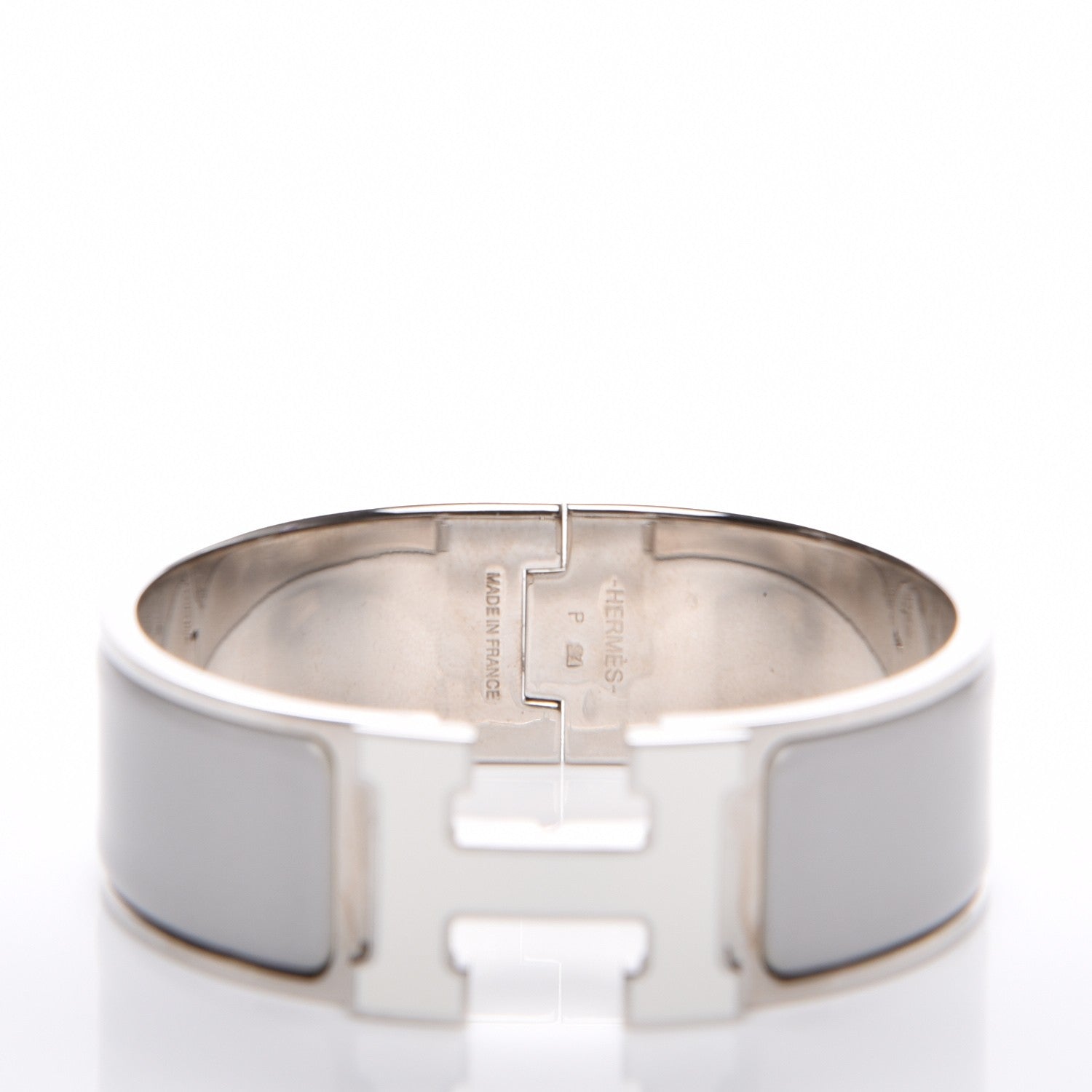 Hermes Enamel Wide Clic Clac H Bracelet PM Gris Clair White 4 of 6