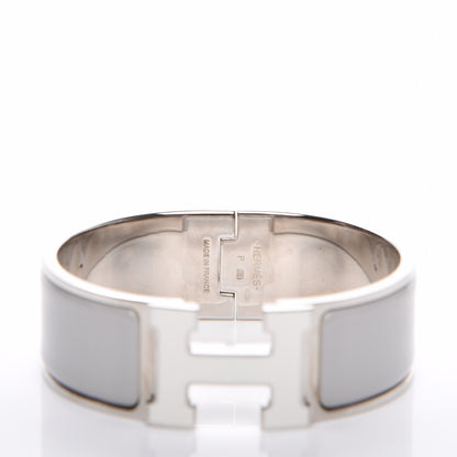 Hermes Enamel Wide Clic Clac H Bracelet PM Gris Clair White 4 of 6