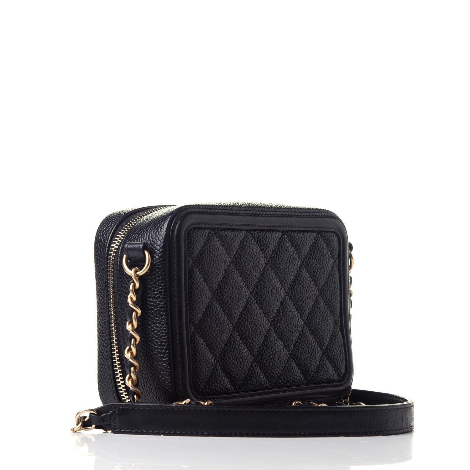 Chanel Caviar Quilted CC Filigree Vanity Clutch With Chain Black 3 of 11