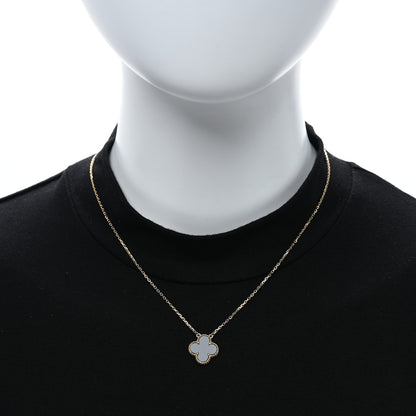 Van Cleef & Arpels 18K Yellow Gold Black Onyx Vintage Alhambra Pendant Necklace 3 of 4