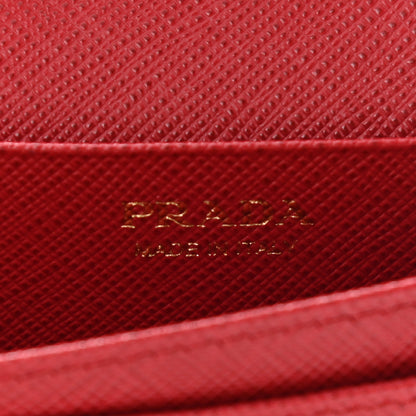 Prada Saffiano Metal Bi-Fold Card Holder Wallet Fuoco 6 of 9