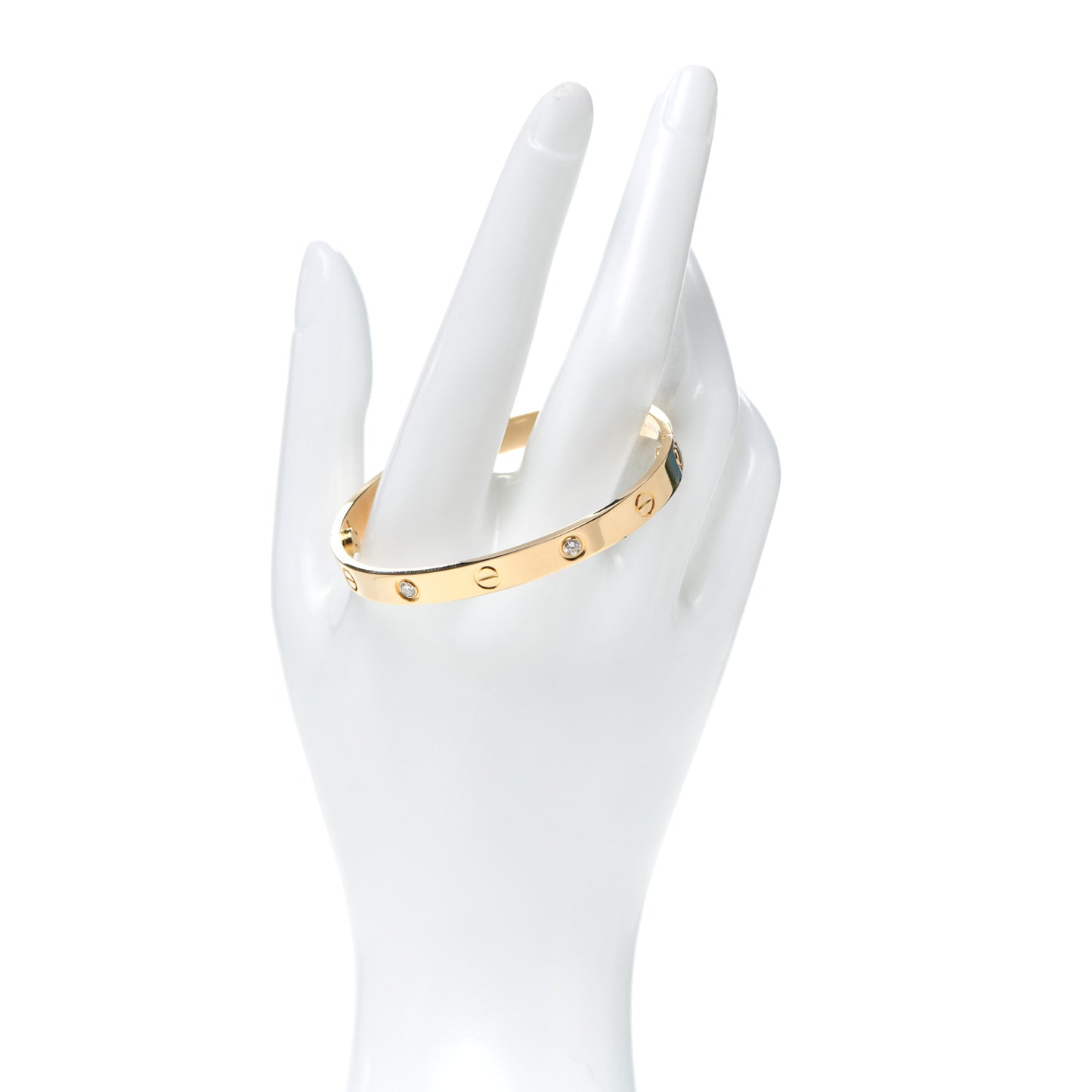 18K Yellow Gold 4 Diamond LOVE Bracelet 17