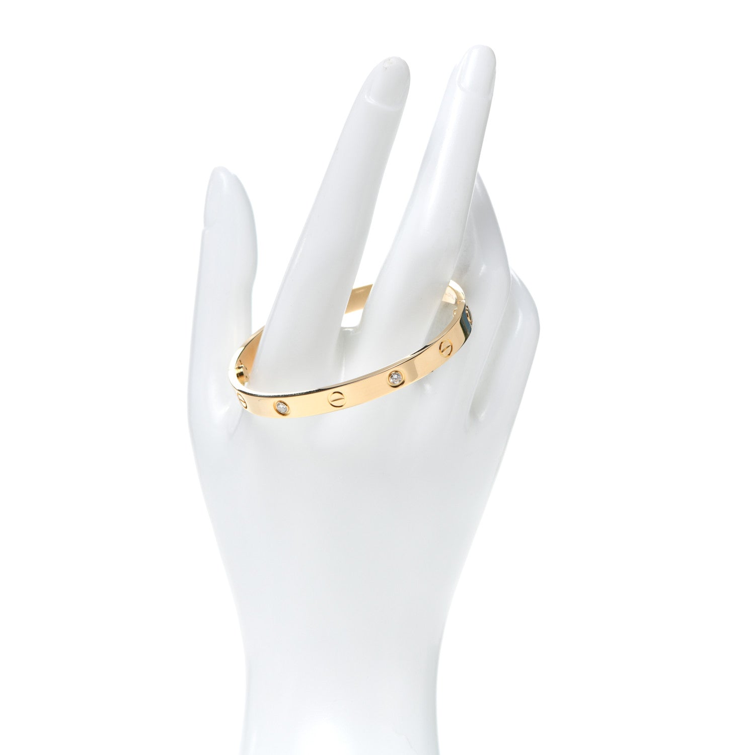 Cartier 18K Yellow Gold 4 Diamond LOVE Bracelet 17 2 of 5