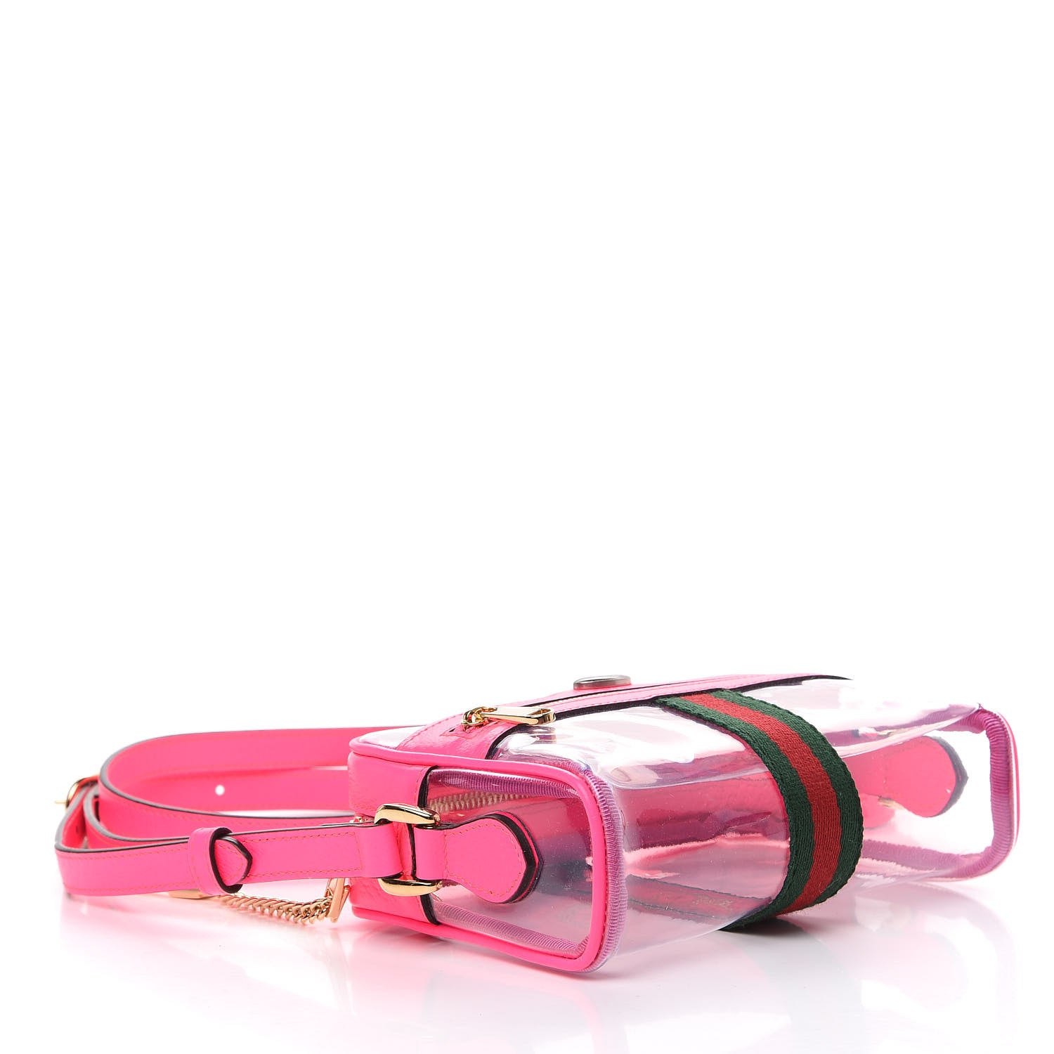 Gucci Vinyl Web Mini Ophidia Transparent Shoulder Bag Fluorescent Fuchsia 3 of 13