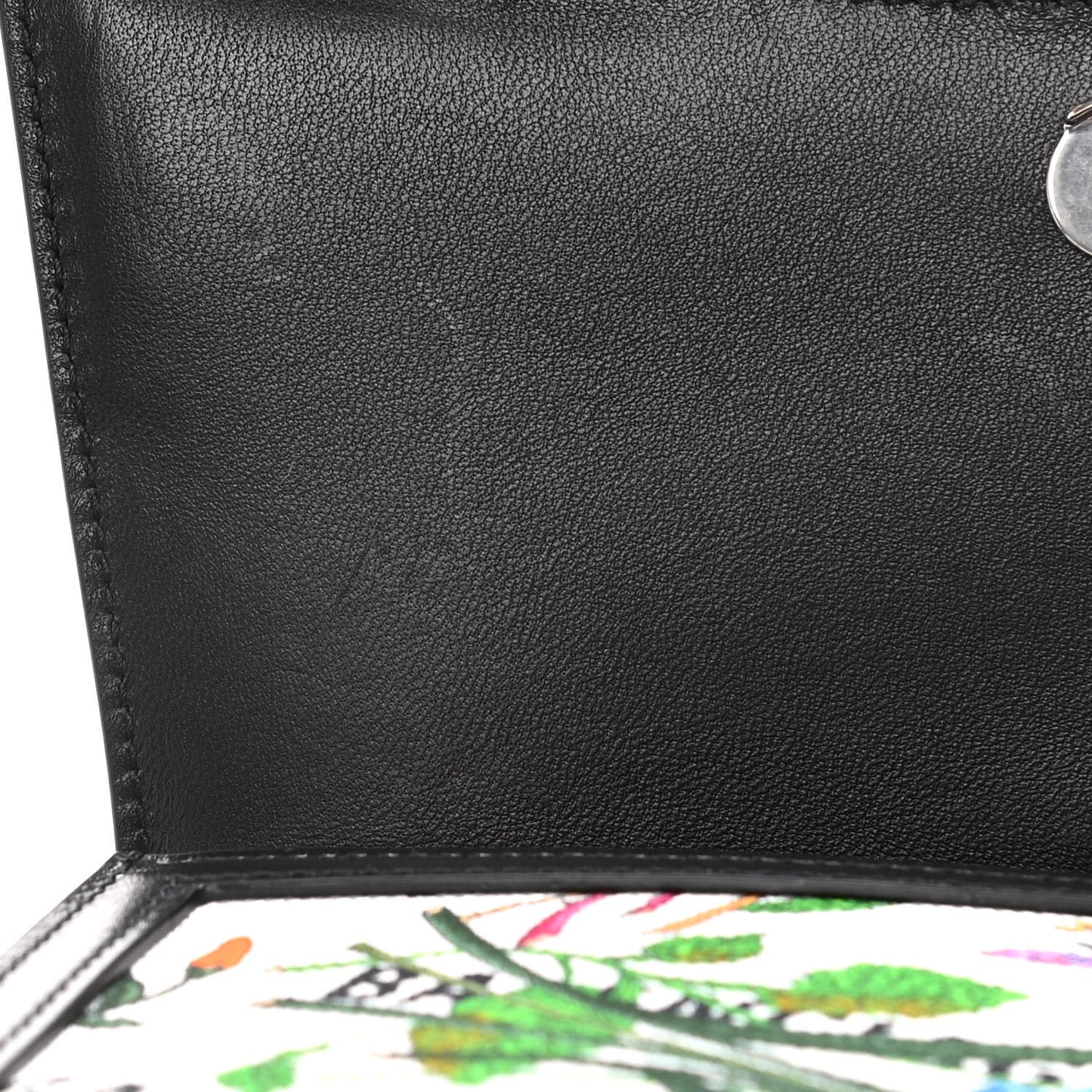 X GUCCI Canvas Boarded Plutone Calfskin Flora Logo Print Small Hourglass Top Handle Bag White Multicolor Black