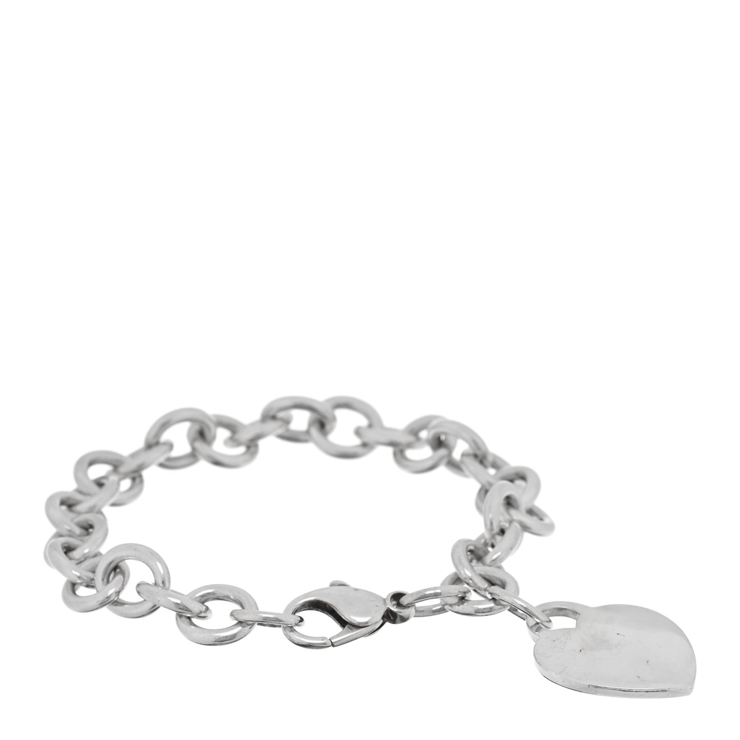 Sterling Silver Heart Tag Charm Bracelet