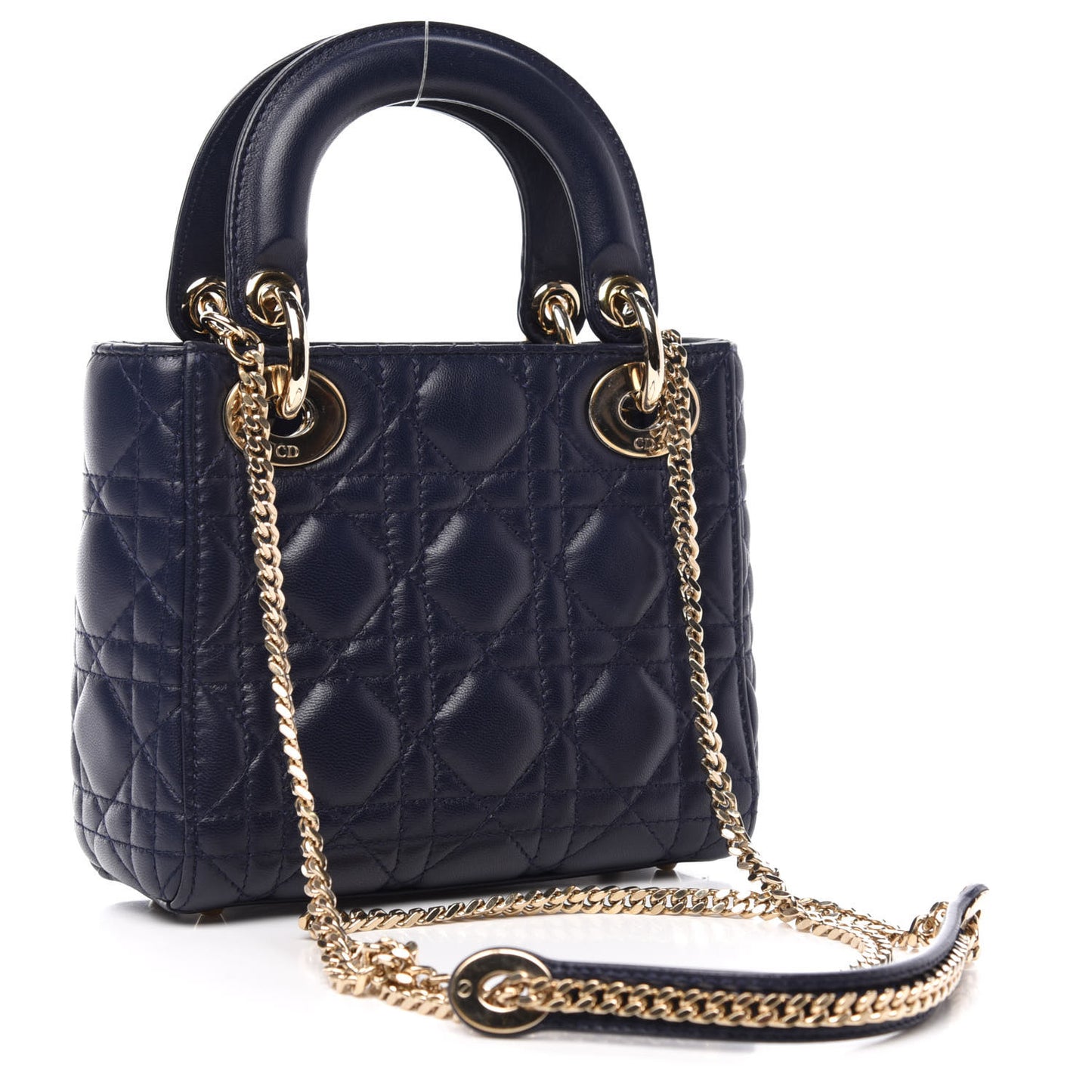 Lambskin Cannage Mini Lady Dior Navy Blue