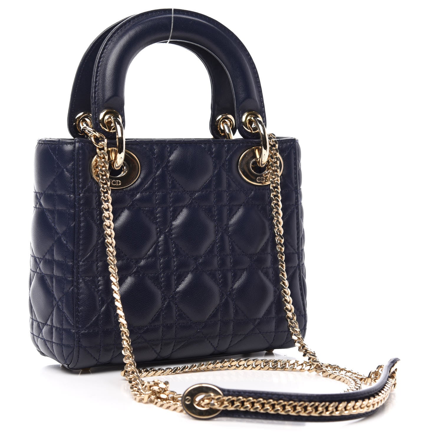 Christian Dior Lambskin Cannage Mini Lady Dior Navy Blue 3 of 11