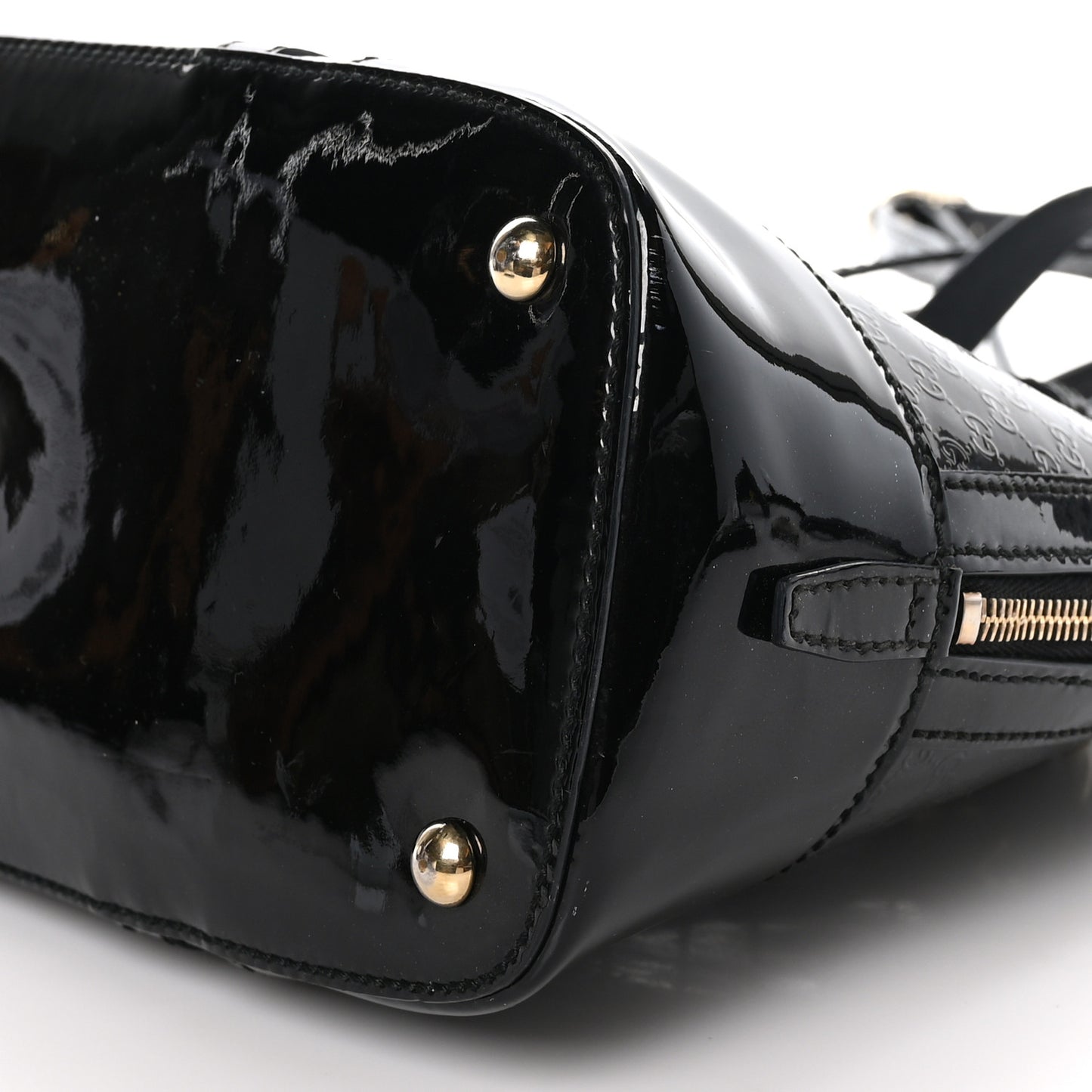 Patent Microguccissima Small Nice Top Handle Dome Bag Black