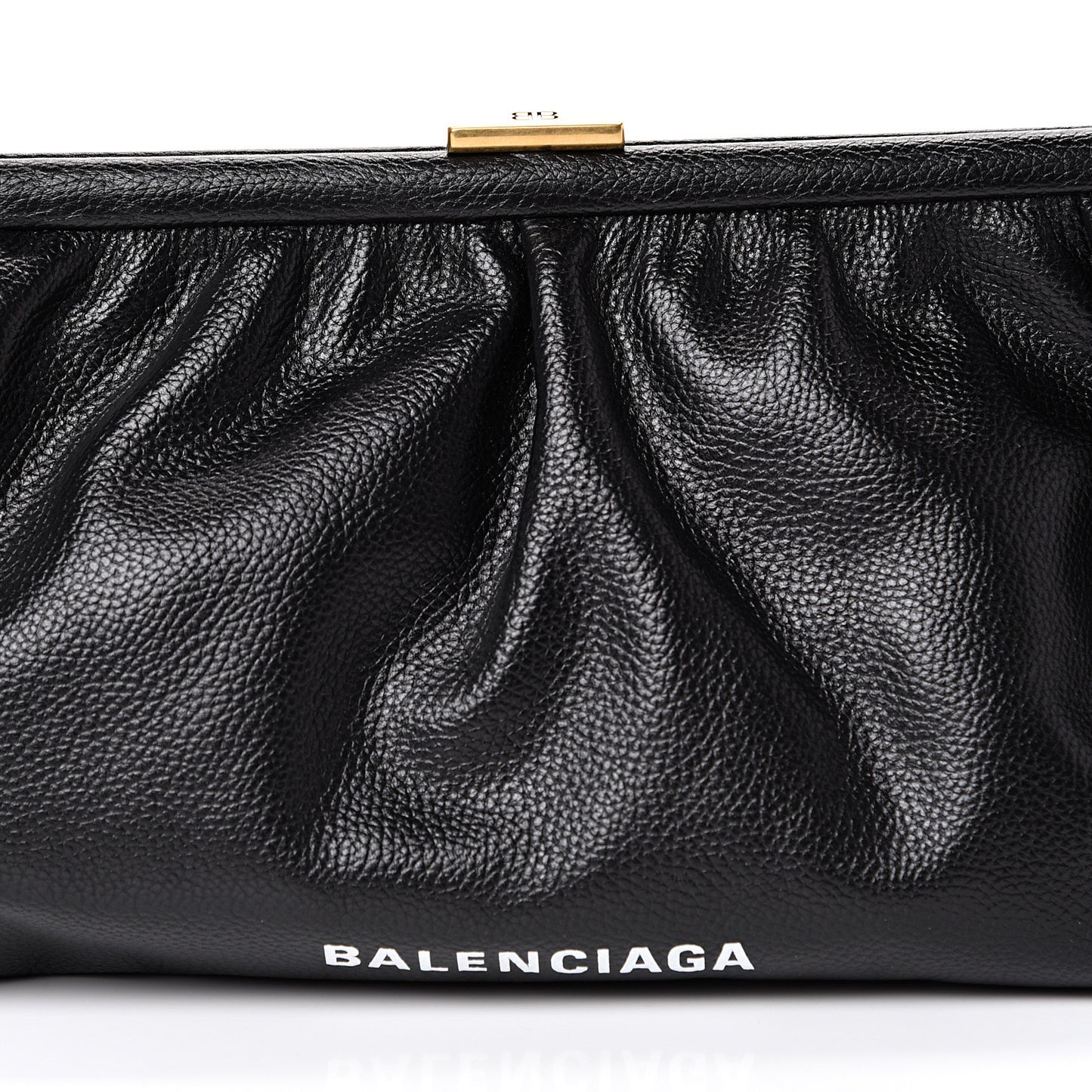 Grained Calfskin Logo XL Cloud Clutch Black