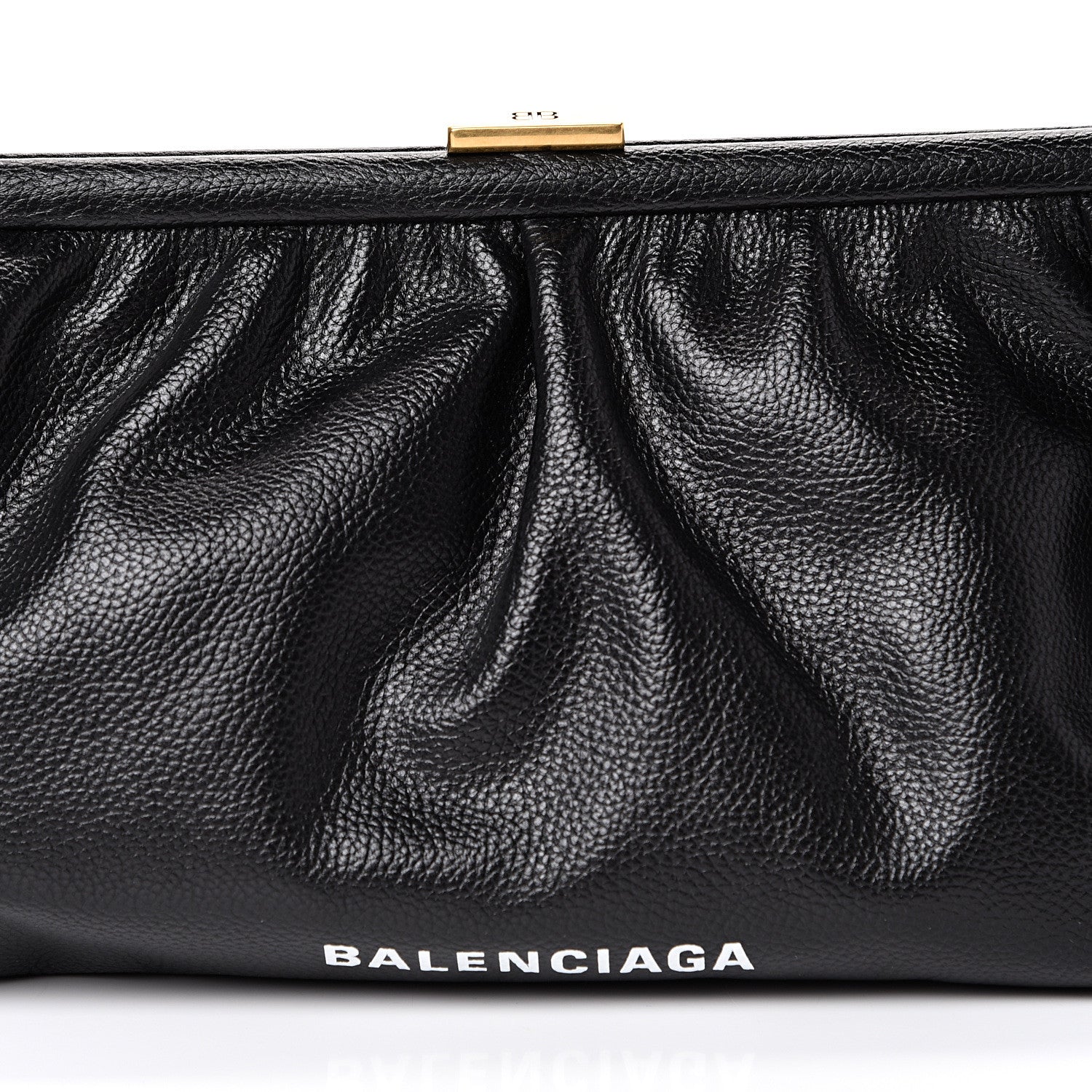 Balenciaga Grained Calfskin Logo XL Cloud Clutch Black 7 of 9