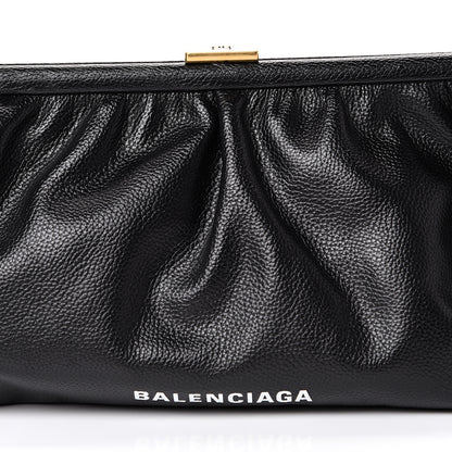 Balenciaga Grained Calfskin Logo XL Cloud Clutch Black 7 of 9