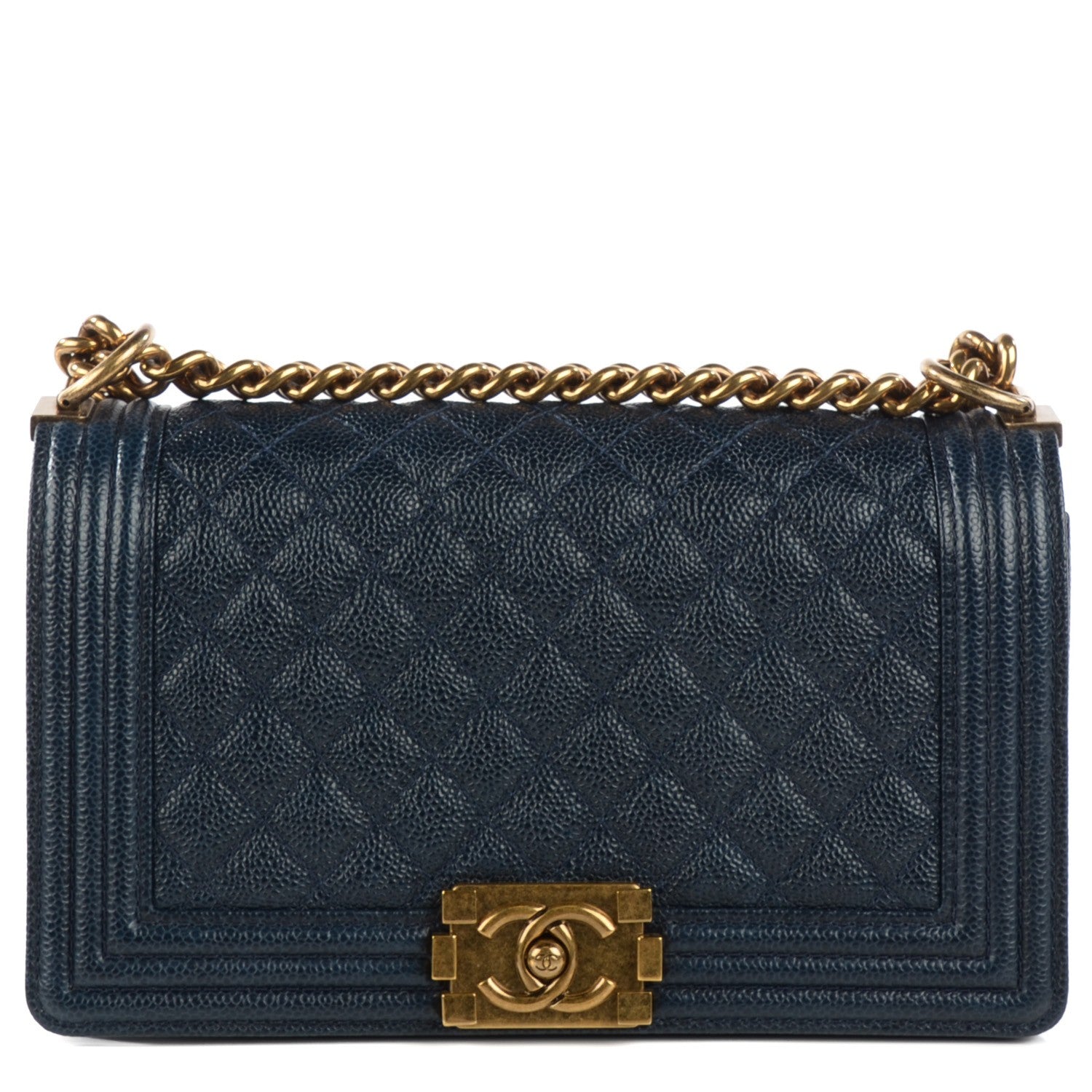 Chanel Caviar Quilted Medium Boy Flap Dark Navy Blue 1 of 9