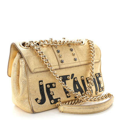 Dolce & Gabbana DOLCE & GABBANA Metallic Calfskin Crystal Embellished Lucia Shoulder Bag Gold Multicolor 3 of 13