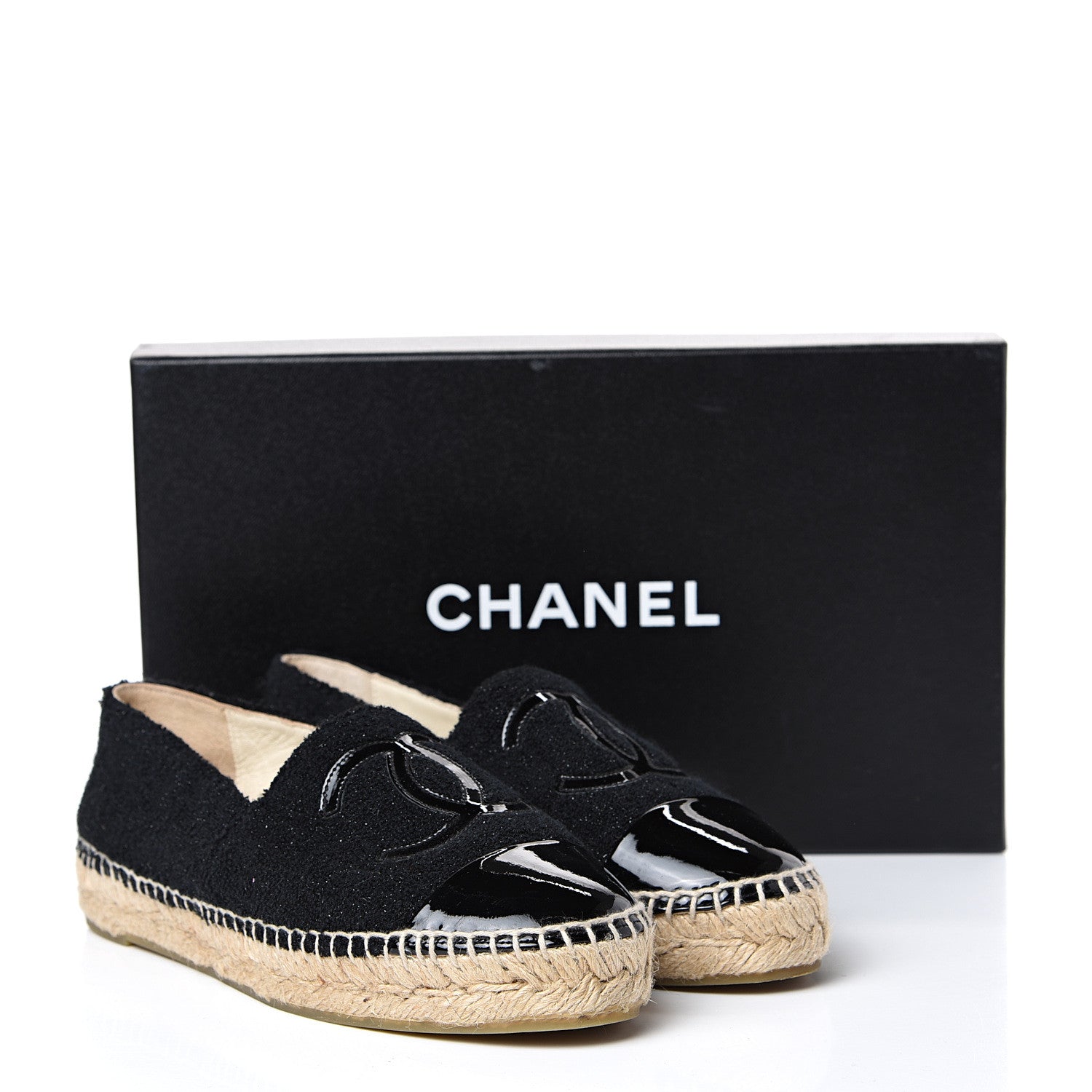 Chanel Fabric Patent Calfskin CC Espadrilles 36 Black 12 of 12