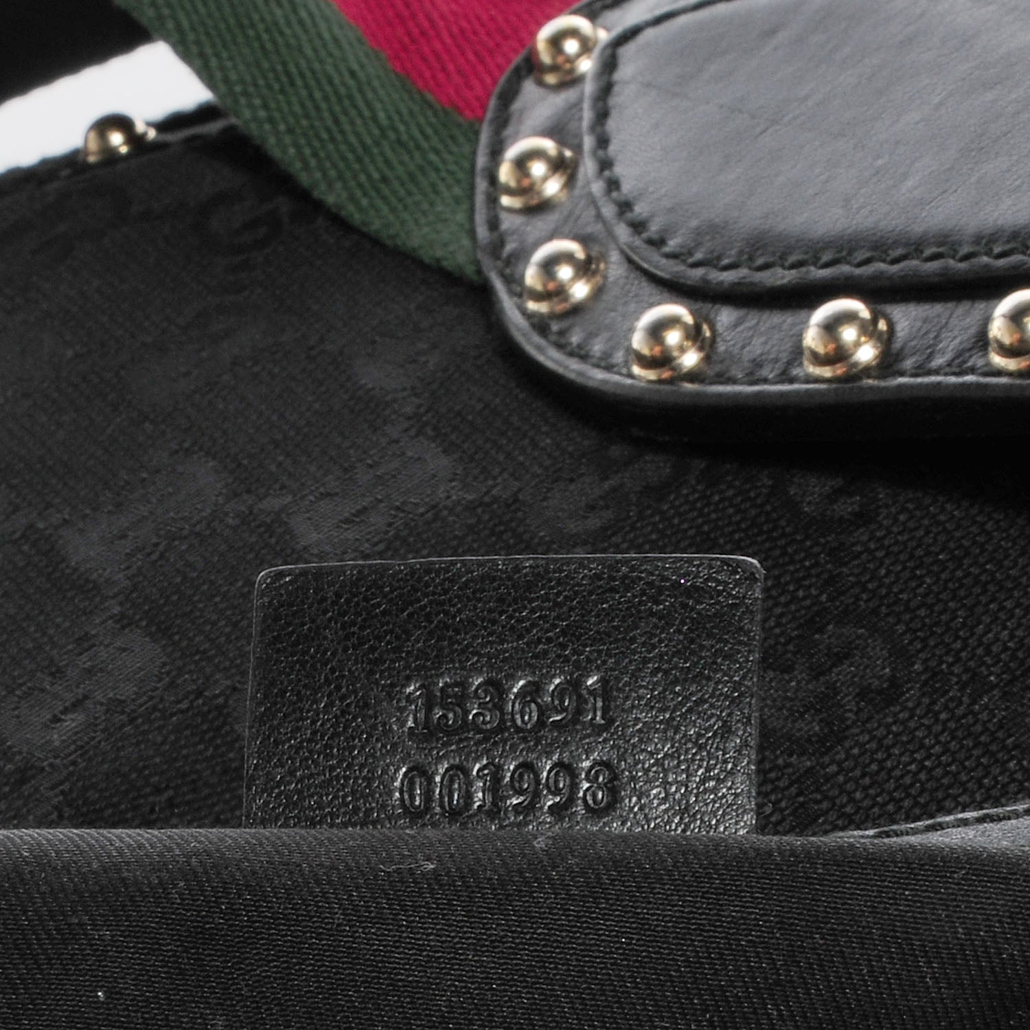 Gucci Monogram Medium Studded Pelham Shoulder Bag Black 6 of 9