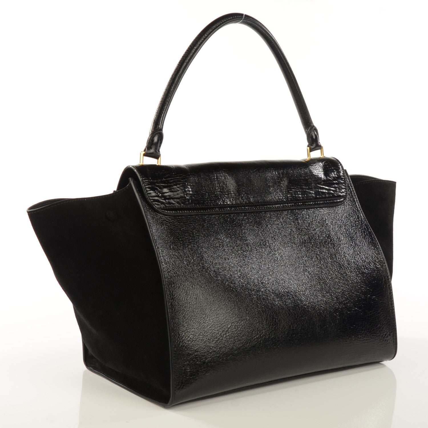 Celine Vernice Suede Large Trapeze Black 3 of 9