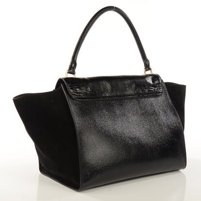 Celine Vernice Suede Large Trapeze Black 3 of 9