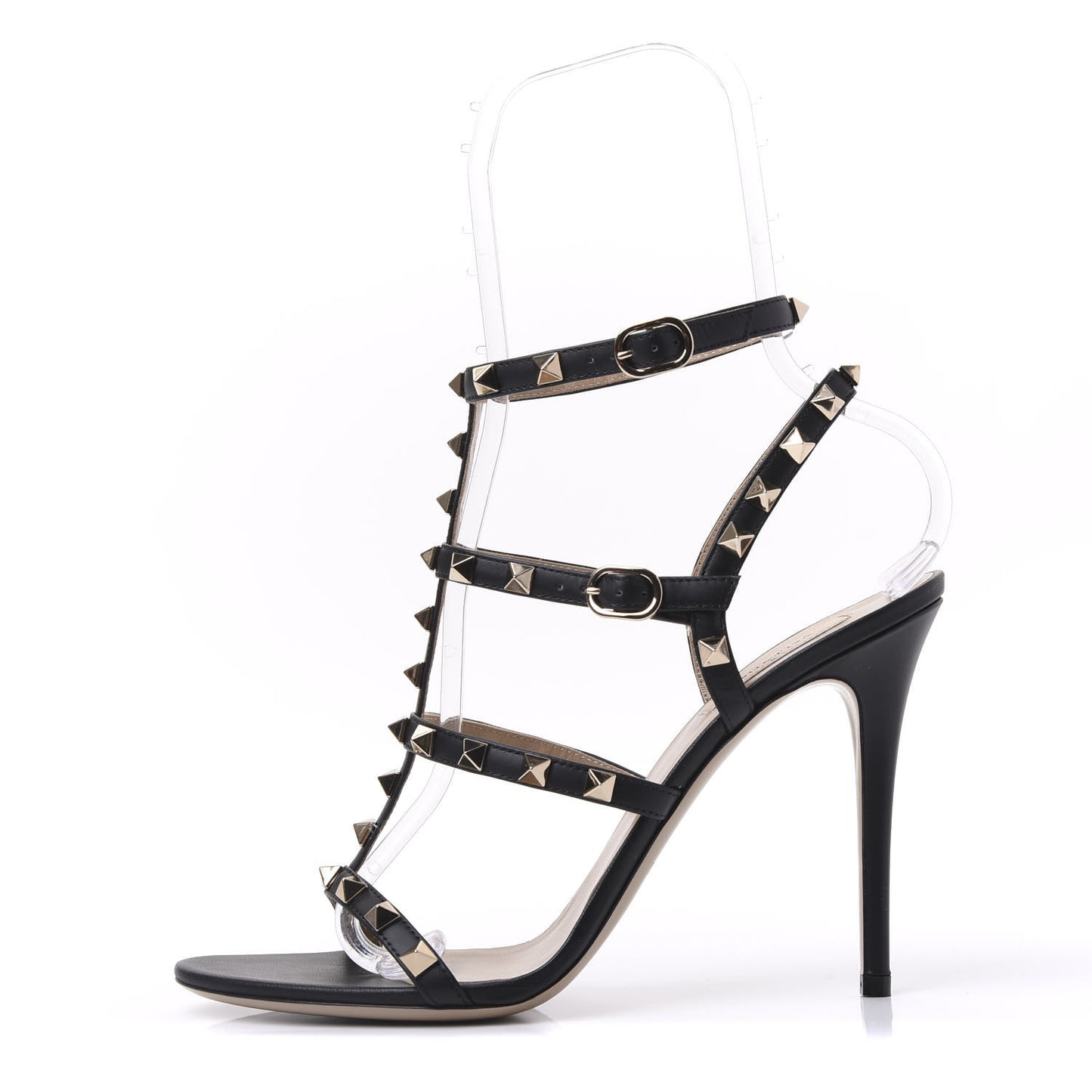 Calfskin Nappa Rockstud Gladiator 105mm Sandals 40 Black
