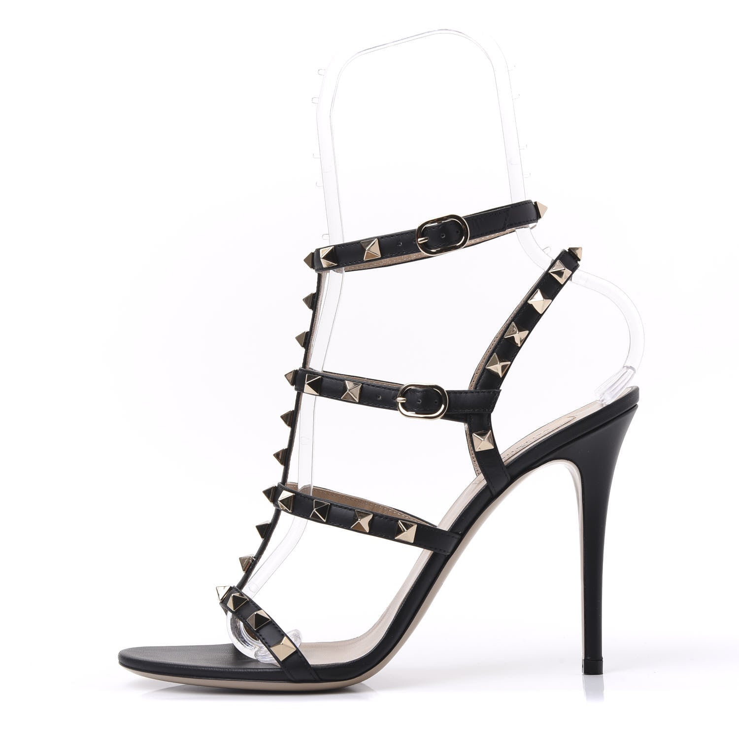 Valentino Garavani Calfskin Nappa Rockstud Gladiator 105mm Sandals 40 Black 1 of 8
