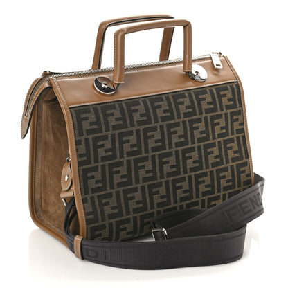 Fendi Fabric Jacquard Crosta Diamond Vitello King FF 1974 Large Soft Trunk Bag Tobacco Moro Coconut Sand 3 of 9