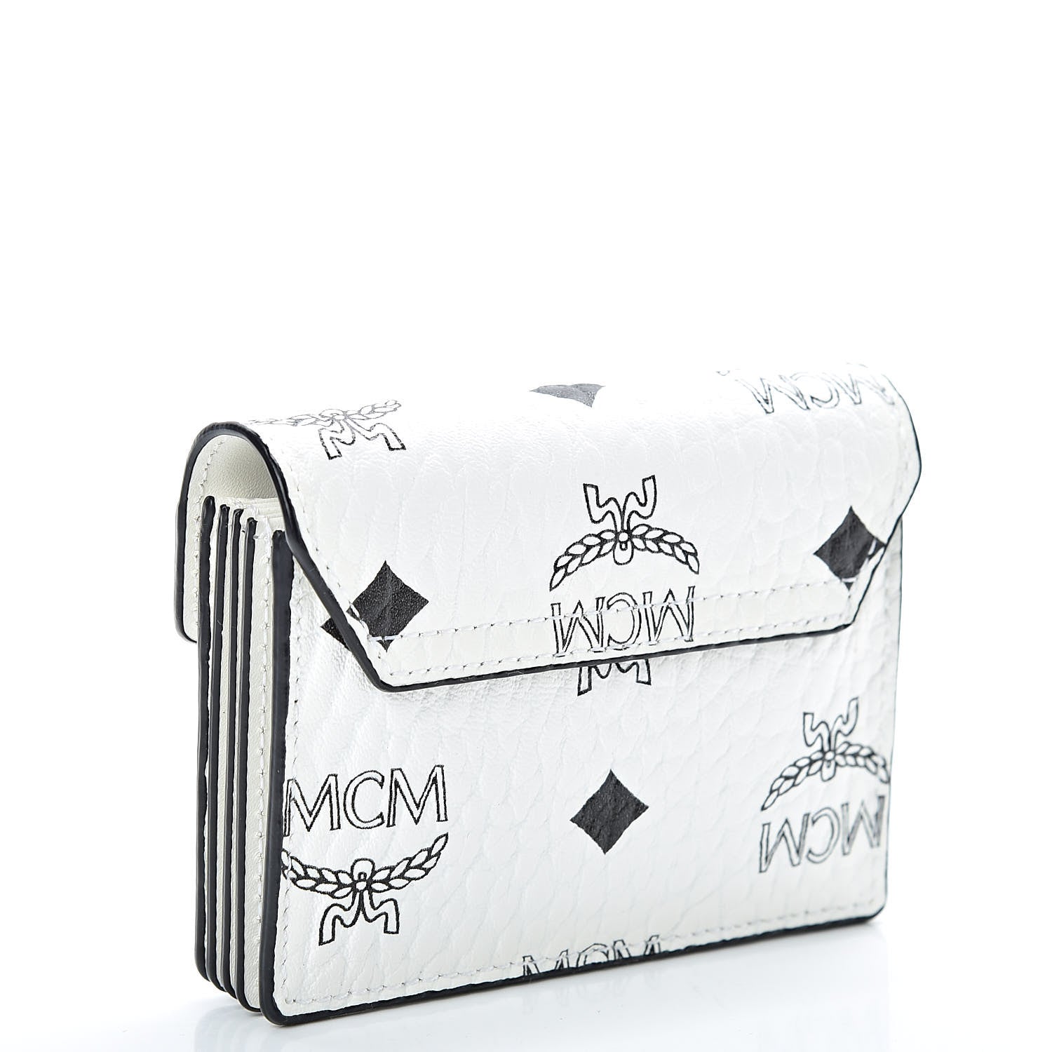 MCM Visetos Mini Accordion Card Wallet White 3 of 8