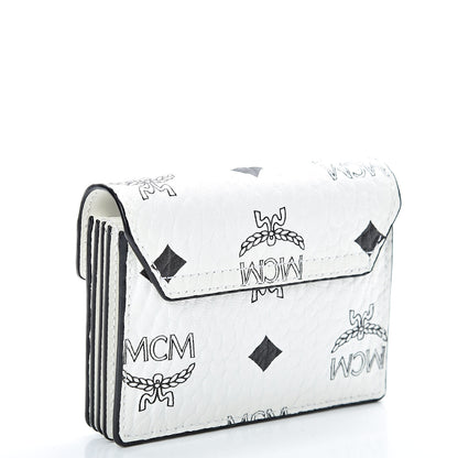 MCM Visetos Mini Accordion Card Wallet White 3 of 8