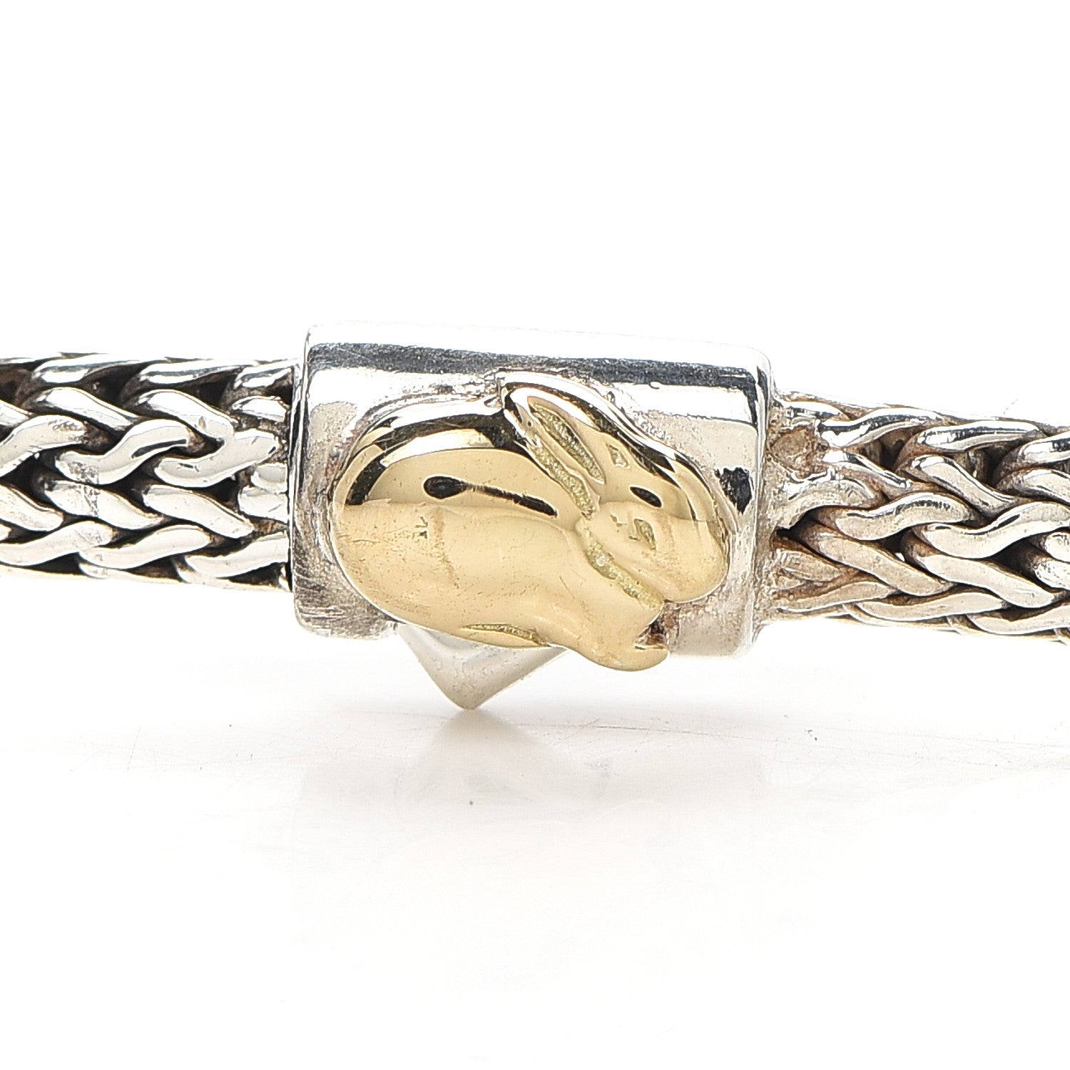 John Hardy Sterling Silver 18K Yellow Gold Classic Chain Baby Bunny Necklace 3 of 4