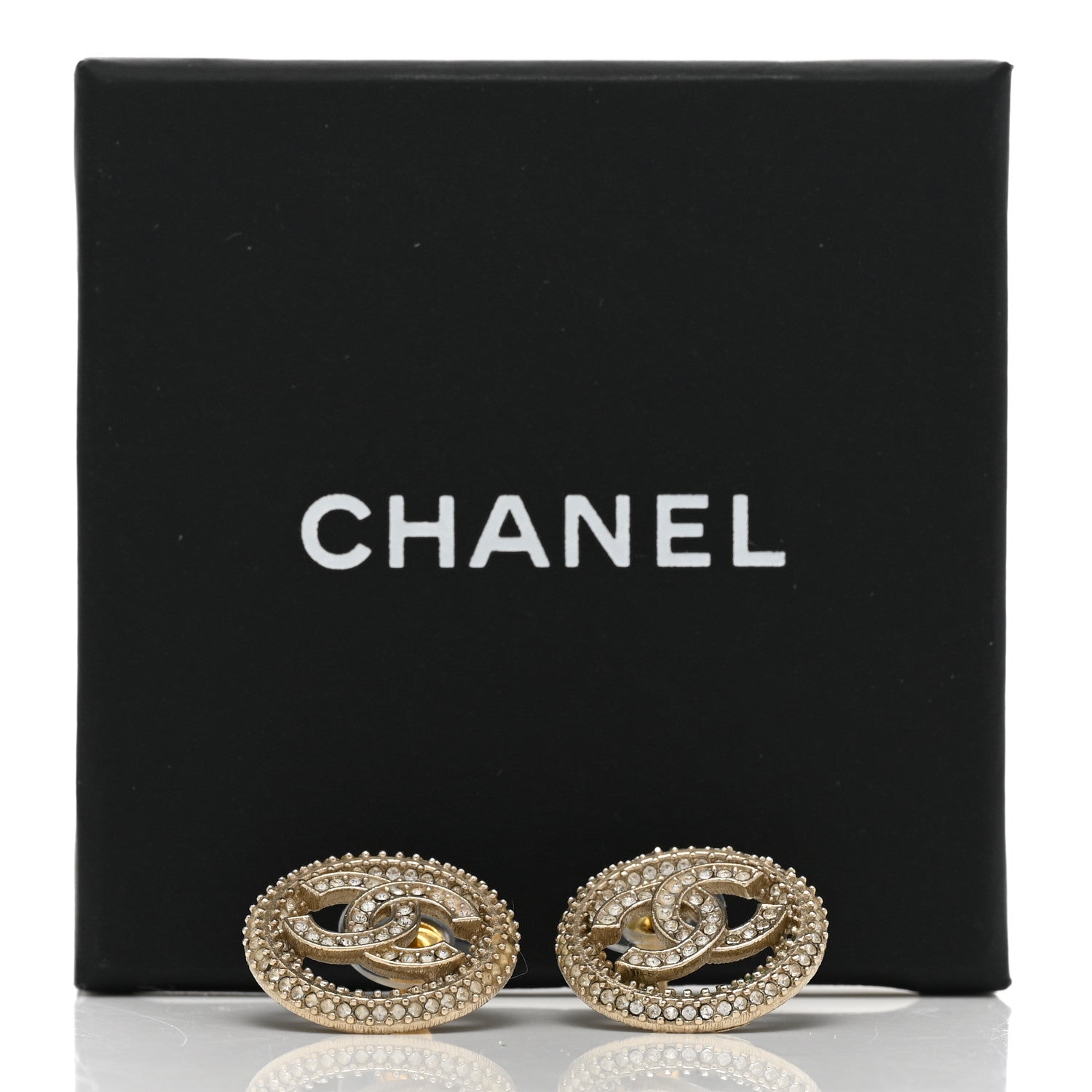 Chanel Crystal CC Vendome Round Earrings Gold 6 of 6
