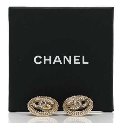 Chanel Crystal CC Vendome Round Earrings Gold 6 of 6