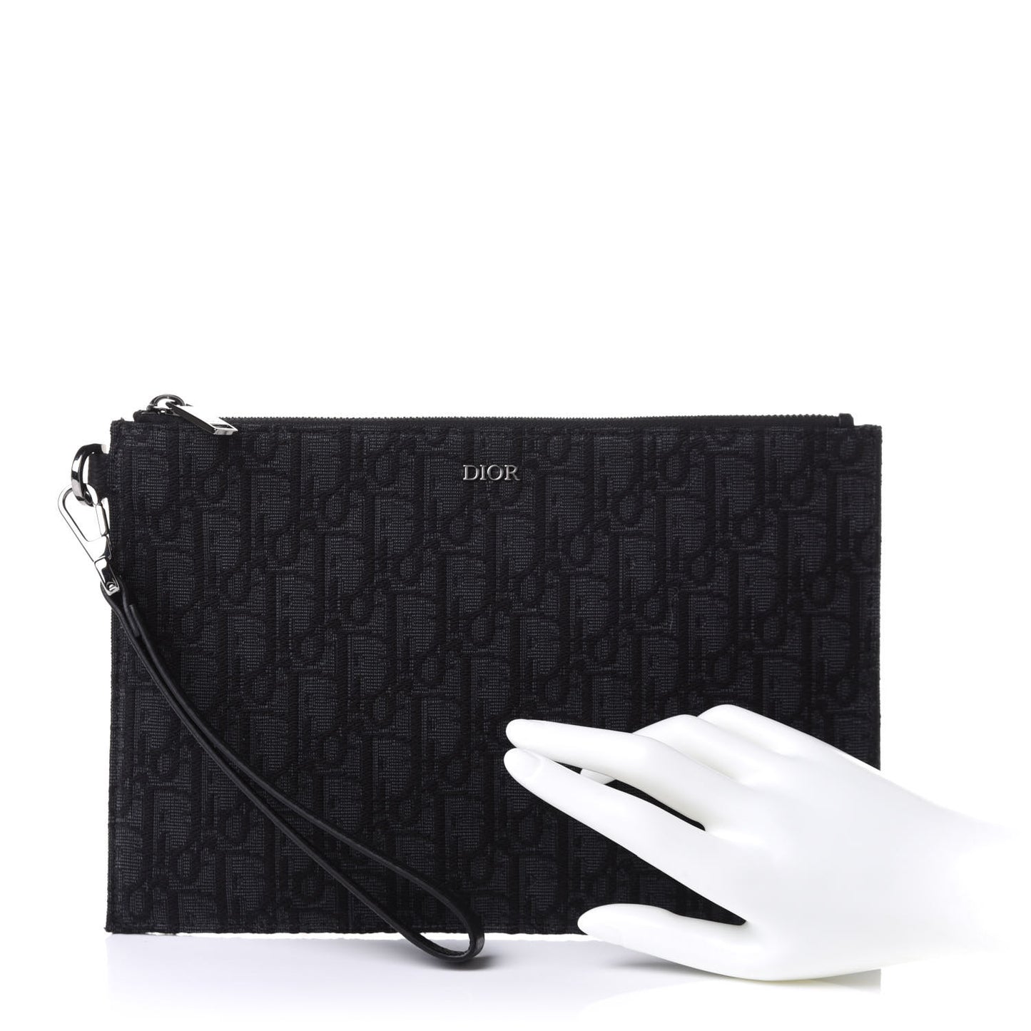 Oblique Jacquard Pouch Black