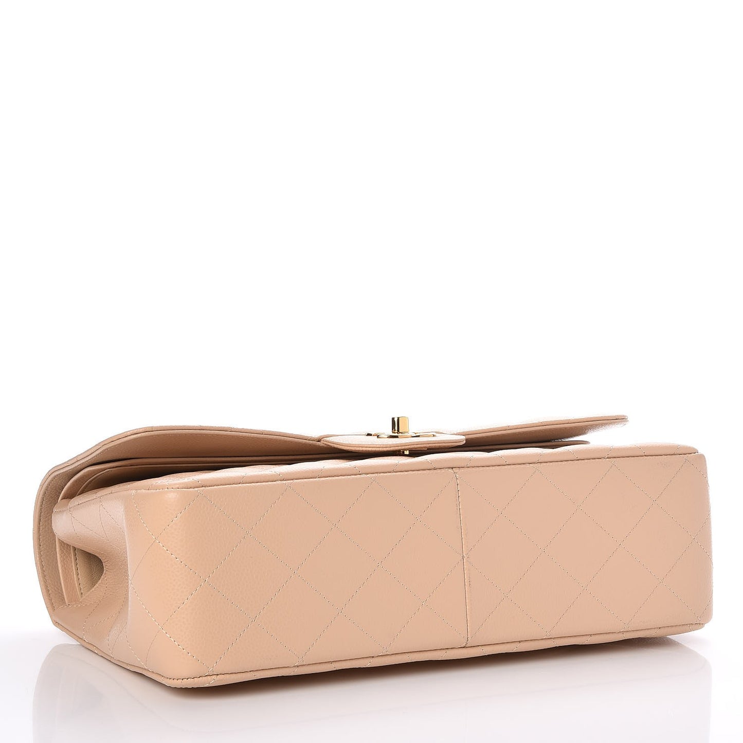 Caviar Quilted Jumbo Double Flap Beige Clair