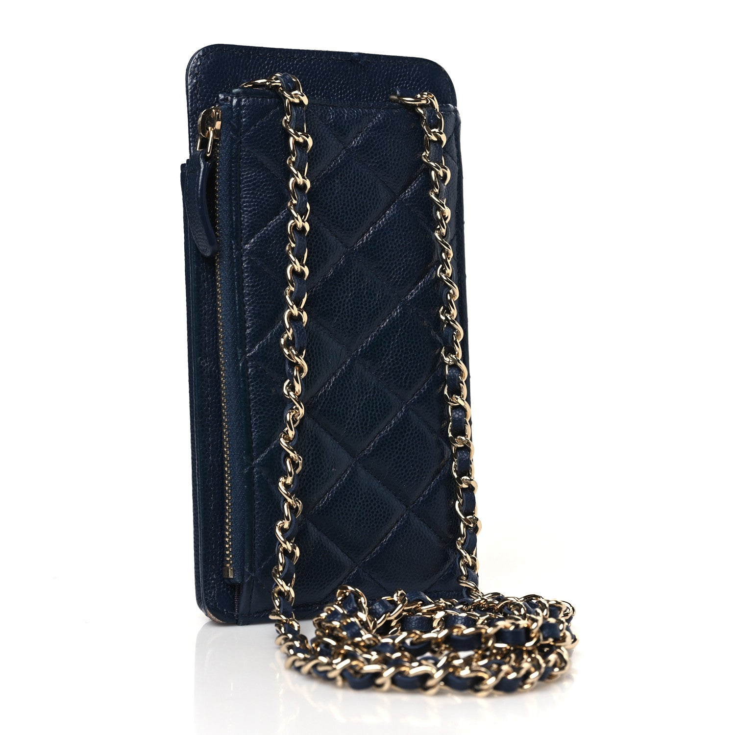 Chanel Caviar Quilted Zip Phone Case Navy 3 of 12