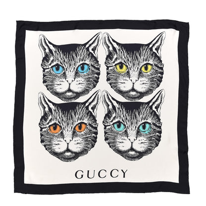 Gucci Silk Twill Forcats Square Scarf Ivory Black 1 of 4