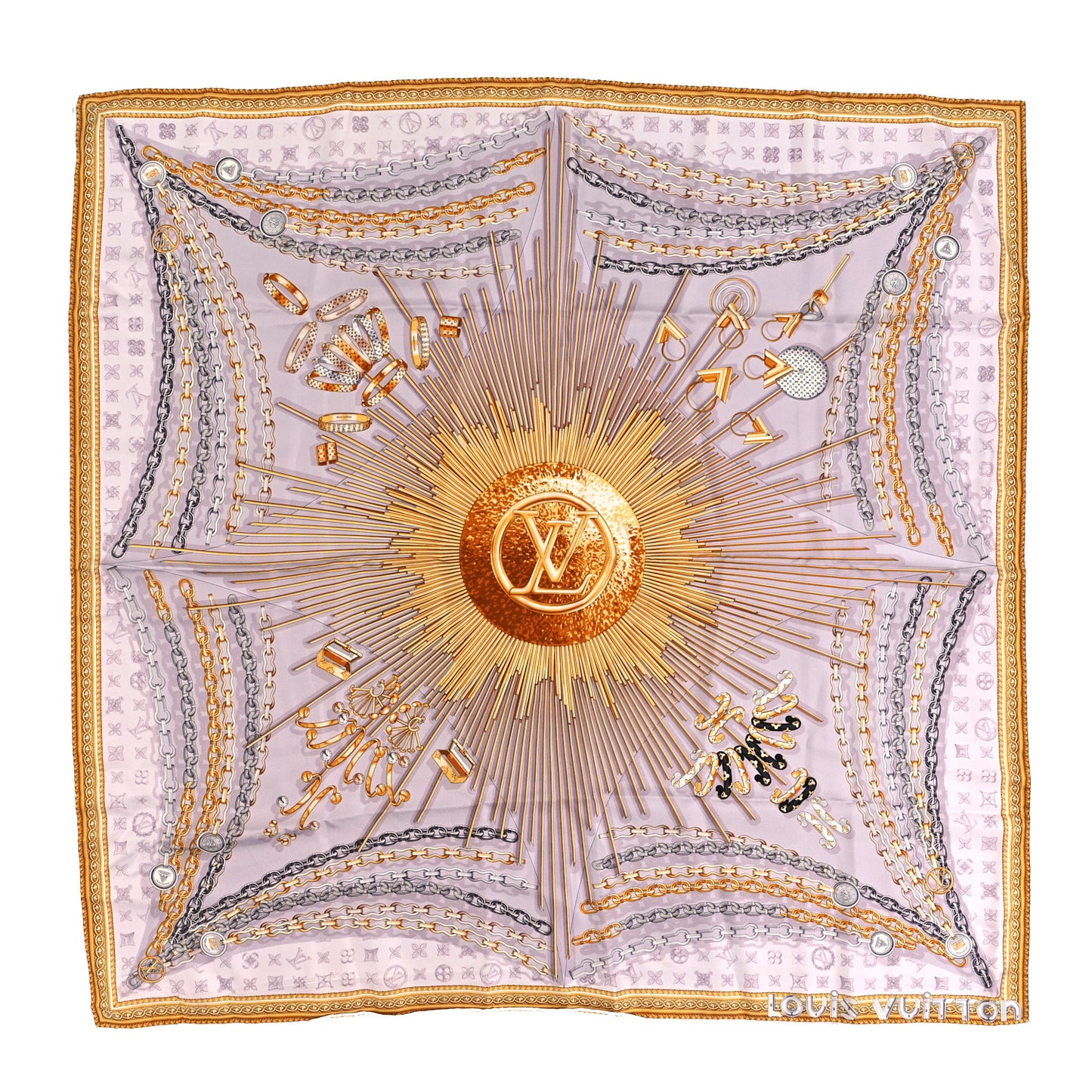 Silk Chains Square Scarf Pink