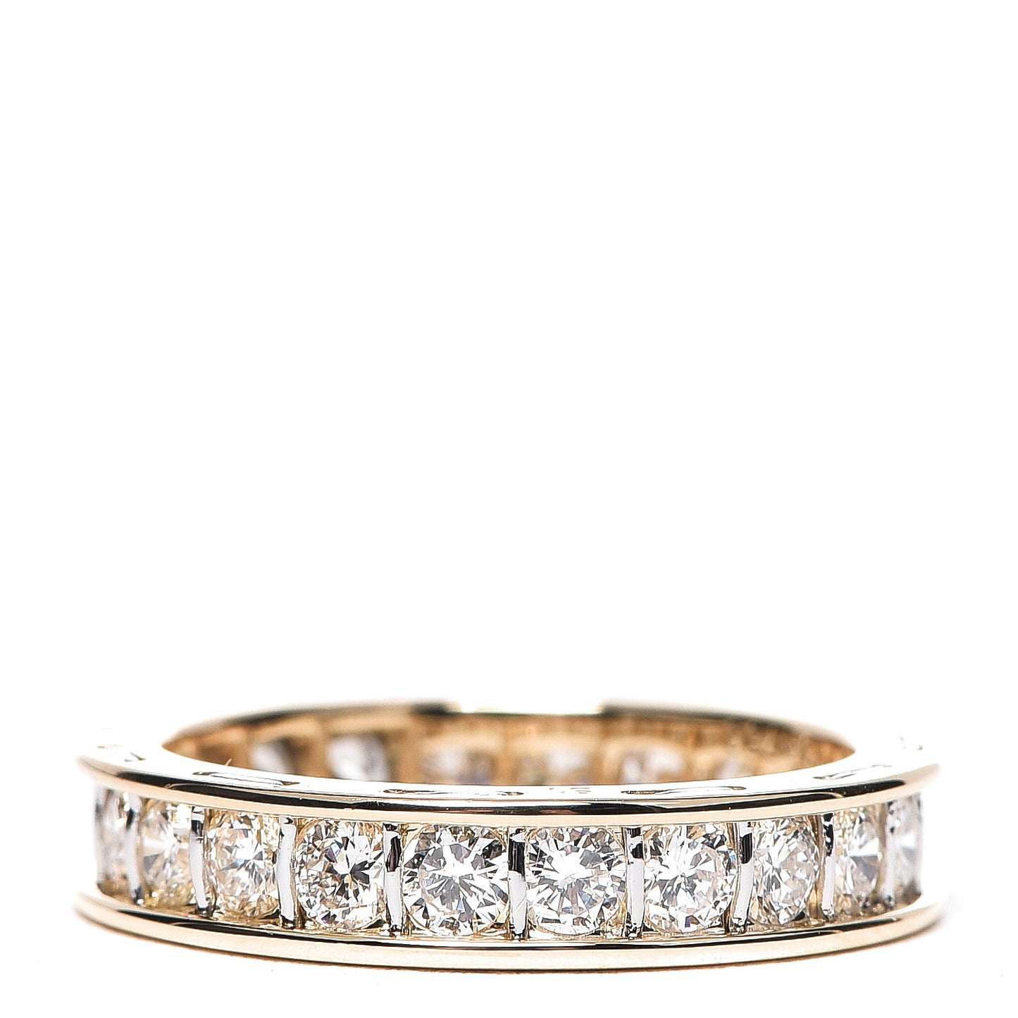18K Yellow Gold Platinum Diamond 4mm Ballerine Wedding Band Ring 51 5.75