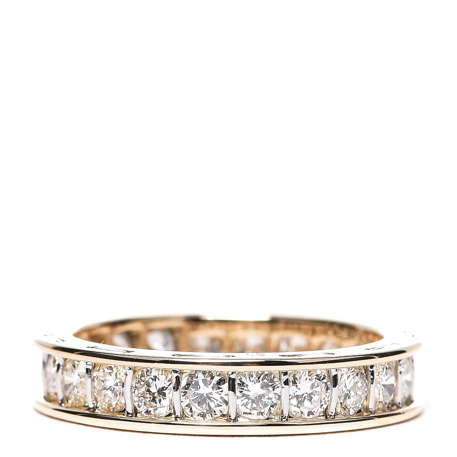 Cartier 18K Yellow Gold Platinum Diamond 4mm Ballerine Wedding Band Ring 51 5.75 1 of 5