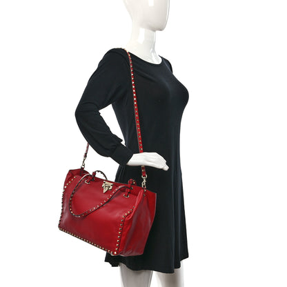Valentino Garavani Vitello Medium Rockstud Tote Rosso Valentino 2 of 8