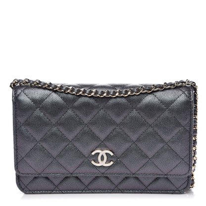 Chanel Iridescent Caviar Quilted Wallet On Chain WOC Black 1 of 13