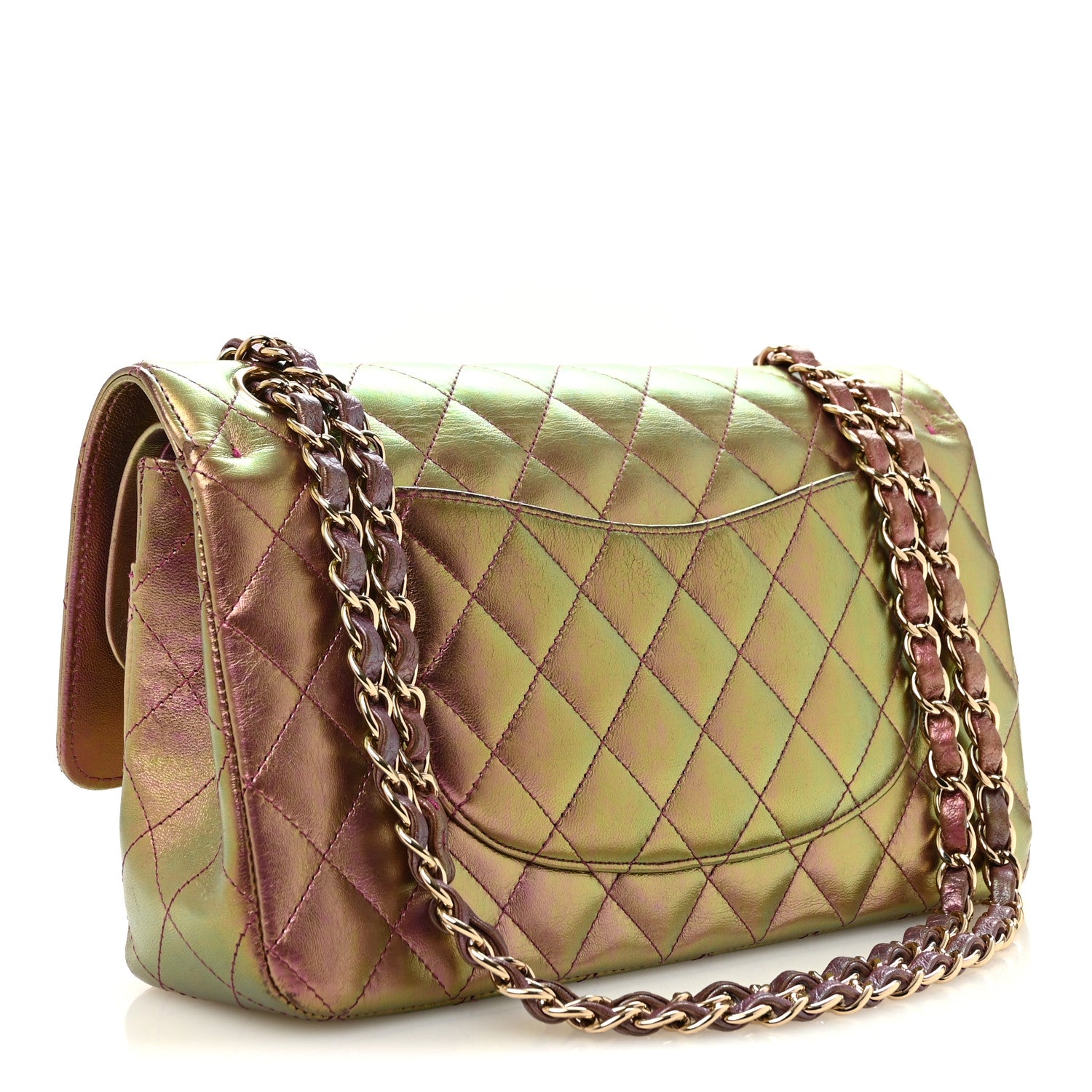 Chanel Iridescent Lambskin Quilted Medium Double Flap Purple 3 of 14