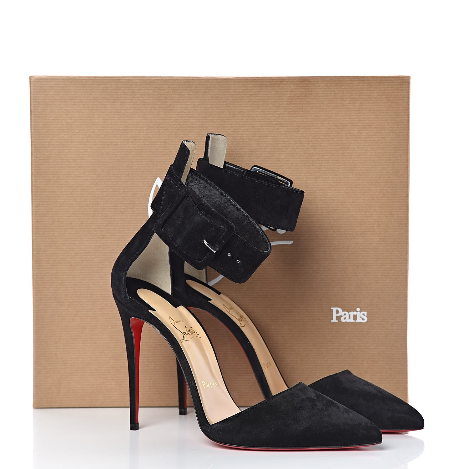 Christian Louboutin Veau Velours Harler 100 Ankle Strap Pumps 40 Black 13 of 13