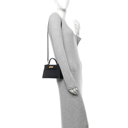 Hermes Chevre Chamkila Mini Kelly Sellier 20 Black 2 of 11