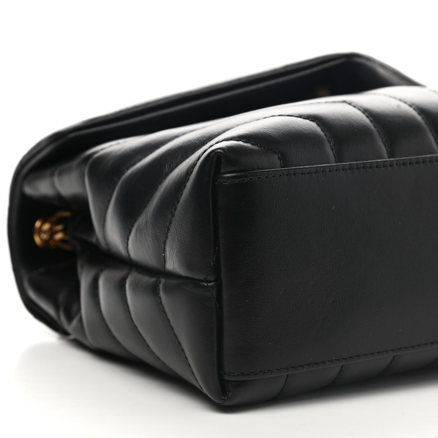 Calfskin Y Quilted Monogram Small Loulou Chain Satchel Black