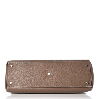 Hermes Taurillon Clemence Shoulder Kelly 40 Etoupe 6 of 38