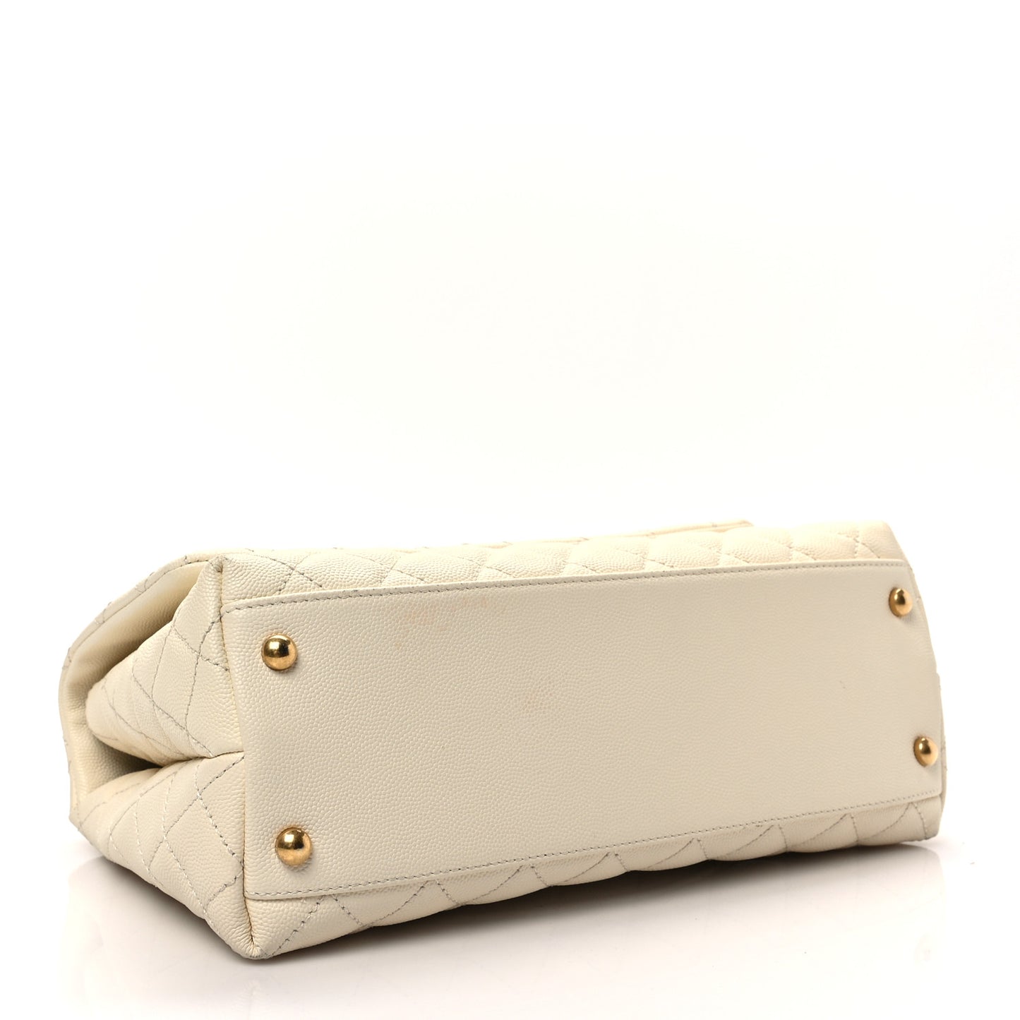Caviar Quilted Small Coco Handle Flap White