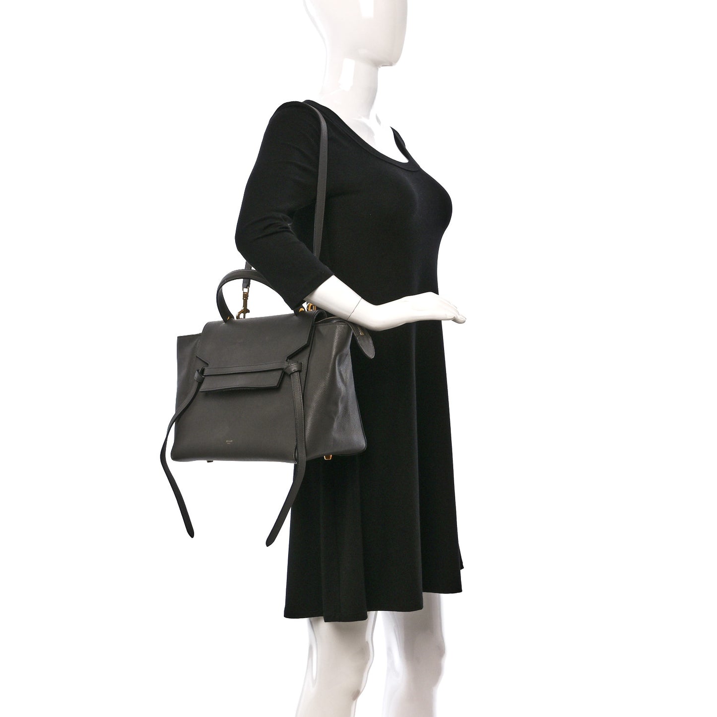 Grained Calfskin Mini Belt Bag Grey