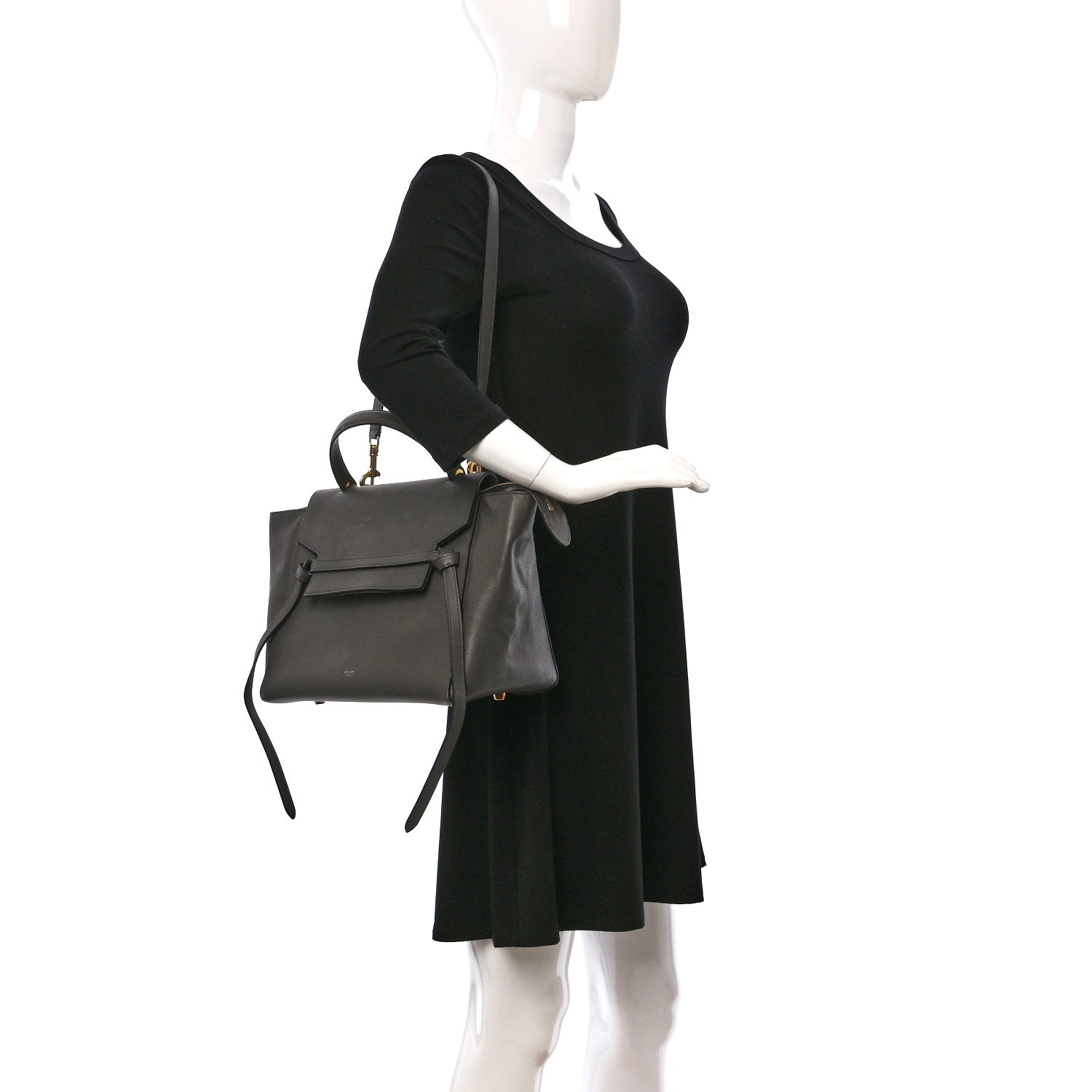 Celine Grained Calfskin Mini Belt Bag Grey 2 of 9