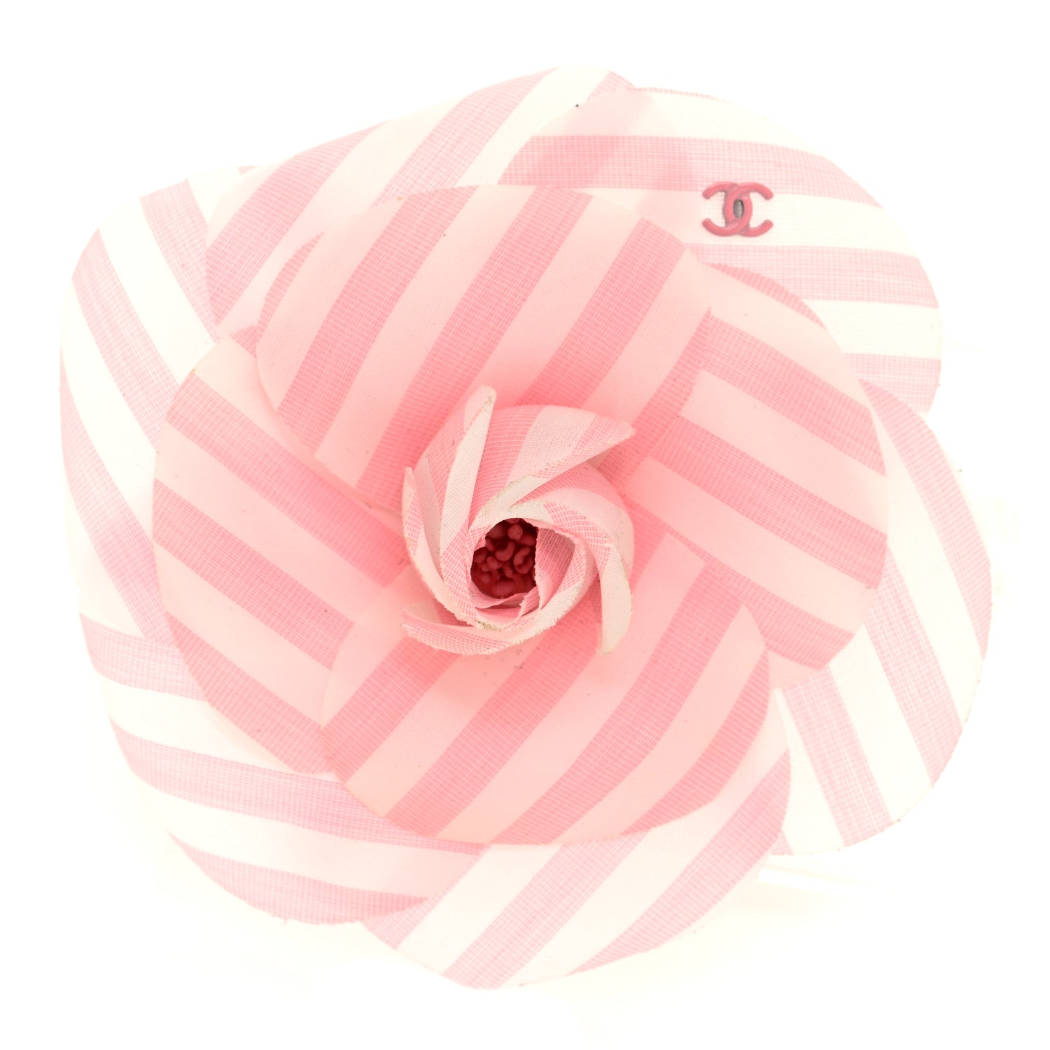 Chanel Fabric Camellia CC Brooch Pink White 1 of 4